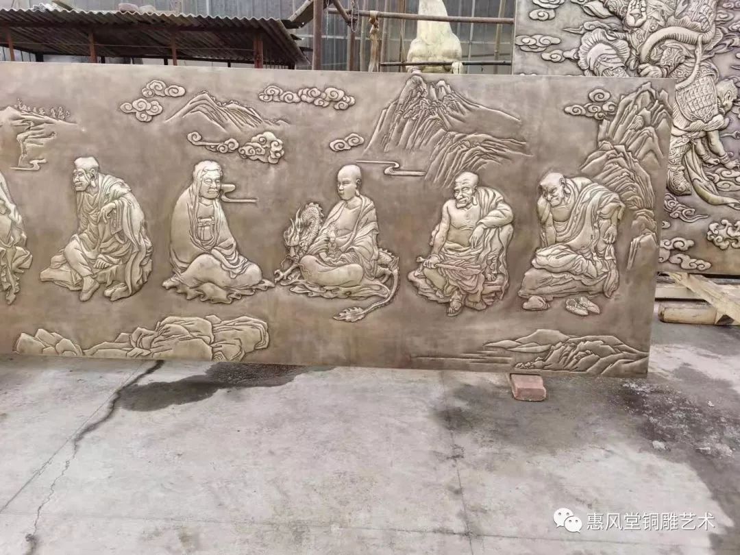 黃銅鍛銅浮雕畫 十八羅漢銅雕壁畫，定制寺院藝術的栩栩神韻